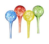 Relaxdays Sfere per Irrigazione, 15x6 cm, Set da 4 Irrigatori Automatici per Piante e Fiori in Vacanza, Vetro, Colorato