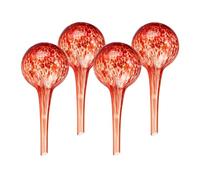 Relaxdays Sfere per Irrigazione, HxD: 15x6 cm, Set 4 Irrigatori Automatici per Piante e Fiori in Vacanza, Vetro, Rosso
