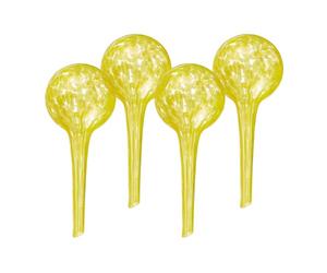 Relaxdays Sfere per Irrigazione, HxD: 15x6 cm, Set 4 Irrigatori Automatici per Piante e Fiori in Vacanza, Vetro, Giallo