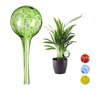 Relaxdays Sfere per Irrigazione, Set da 4, per Piante e Fiori, Irrigatori per Ufficio Vacanza, Ø 6cm, in Vetro, Verde | Irrigazione dosata per piante e fiori, ausilio per l'irrigazione in ufficio o in vacanza, Ø 6 cm, vetro