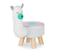 Relaxdays, Bianco Sgabello a Forma di Lama per Bambini, Fodera in Peluche, Pouf da Cameretta, Giocattolo, Fibra di Legno, 48 x 28 x 42 cm
