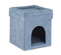 Relaxdays, Sgabello-Cuccia per Gatti, Nascondiglio per Piccoli Cani, con Cuscino, Pieghevole HLP 42 x 38 x 38 cm, Grigio