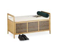 Relaxdays Sgabello con Vano, bambù, con Imbottitura, Portaoggetti, HLP 50 x 93 x 48 cm, Legno Naturale