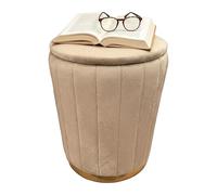 Relaxdays Sgabello Contenitivo Imbottito in Velluto Rotondo, 42x32 cm, Soggiorno, caffè