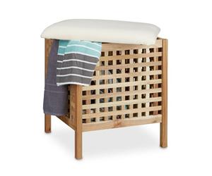 Relaxdays Sgabello da bagno con portabiancheria