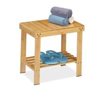 Relaxdays Sgabello da Bagno in bambù, Mobiletto Ripiano, Alzatina, Pouf, in Legn