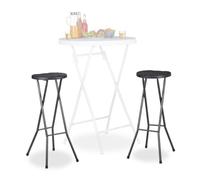 Relaxdays Sgabello Pieghevole, 80 cm, Sedia Alta senza Schienale da Bistrò, Plastica Resistente alle Intemperie, Nero