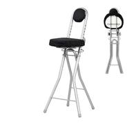 Relaxdays sgabello da lavoro regolabile 58-73 cm, max 100 kg, nero/argento | pieghevole, per ufficio e casa