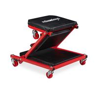 Relaxdays Sgabello da Officina fino a 150 Kg, Sedia & Lettino 2in1, con Rotelline Girevoli a 360°, Pieghevole, Nero