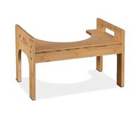 Relaxdays Sgabello per WC, Sgabellino da Toilette per Adulti, in bambù, Bagno, HxLxP: 28,5 x 45,5 x 28,5 cm, Naturale, Silicone