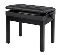 Relaxdays sgabello per pianoforte regolabile, nero | HxBxT: 48-58 x 55 x 33 cm, con vano porta spartiti, legno, ecopelle