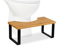 Sgabello Bagno WC Sgabellino Bambù Metallo Supporto Leggero HLP: 18x44,5x23 cm