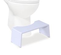 Relaxdays Sgabello per WC pieghevole, adulti, in bambù antiscivolo, bianco | HxLxP: 19x43,5x20 cm