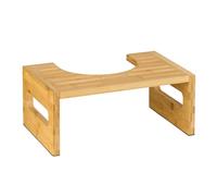Relaxdays Sgabello per WC, Sgabellino da Toilette per Adulti, in bambù, Bagno, HxLxP: 18,5 x 43,5 x 28 cm, Naturale, Gommapiuma
