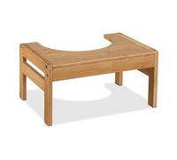 Relaxdays Sgabello per WC, Sgabellino da Toilette per Adulti, in bambù, per Il Bagno, HxLxP: 21 x 42 x 30 cm, Naturale