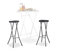 Relaxdays Sgabello Pieghevole, 80 cm, Sedia Alta senza Schienale da Bistrò, Plastica Resistente alle Intemperie, Nero