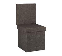 Relaxdays Sgabello Pieghevole con Schienale, Coperchio, Contenitore, Poggiapiedi, in Lino, HLP: 73x38x38 cm ca., Marrone