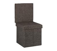 Relaxdays Sgabello Pieghevole con Schienale, Coperchio, Marrone | Contenitore, Poggiapiedi, in Lino, HLP: 73x38x38 cm ca.