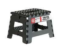 Relaxdays Sgabello Pieghevole, Sgabellino con Gradino e Manico, fino a 120 kg, Plastica, 22,5 x 32 x 25 cm, Grigio Nero