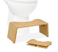 Relaxdays Sgabello per WC da Bagno, Sgabellino Pieghevole da Toilette per Adulti, HLP: 19x48,5x20 cm, Bambù Naturale