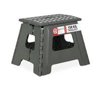 Relaxdays Sgabello Pieghevole L, da Bagno o Campeggio, per Bambini, Fino a 120 kg, Plastica, H 32,5 cm, Grigio Chiaro, H 30 cm