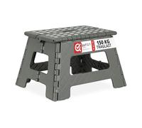 Relaxdays Sgabello Pieghevole M, Trasportabile, da Viaggio e Bagno, Bambini, Fino 120 kg Plastica 22 cm, Grigio Chiaro