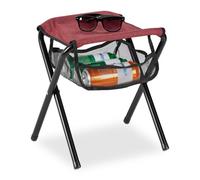 Relaxdays Sgabello Pieghevole, con Borsa, Max. 120 kg, Portatile, Leggero, da Campeggio e Pesca, HLP: 39x29x35 cm, Rosso