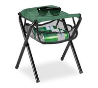 Relaxdays Sgabello Pieghevole, con Borsa, Max. 120 kg, Portatile, Leggero, da Campeggio e Pesca, HLP: 39x29x35 cm, Verde, Ferro, 1 pz