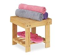 Relaxdays Sgabello Poggiapiedi in Bambù, fino a 100 kg, Appoggia Piedi Resistente Sgabellino 24,5 x 25 x 27 cm, Naturale