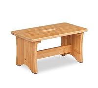 Relaxdays Sgabello Poggiapiedi in bambù, Sgabellino Appoggia Piedi Rialzo Bagno, Impugnatura, 20,5 x 40 x 22 cm, Marrone