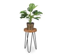 Sgabello Portavaso Rotondo Portafiori Piante Legno Acacia HxD: 42x25cm Supporto
