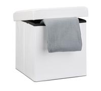 Relaxdays Sgabello pouf contenitore in pelle finta