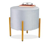 Sgabello Pouf Imbottito Poggiapiedi Salotto Velluto Poggia Piedi HxD: 39x37 cm