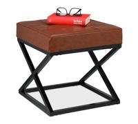 (TG. 41x41x41 cm) Relaxdays Sgabello Pouf, Poggiapiedi Imbottito, Similpelle, Me