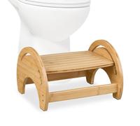 Relaxdays Sgabello per WC da Bagno, Sgabellino Regolabile da Toilette per Adulti, HxLxP: 23x36x32 cm, bambù, Naturale, Gomma