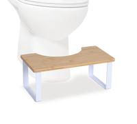 Relaxdays Sgabello WC in bambù Supporto Seduta a 35° per Adulti Naturale/Bianco