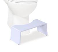 Relaxdays Sgabello per WC Pieghevole, per Adulti, in bambù Antiscivolo, HxLxP: 19x43,5x20 cm, Bianco