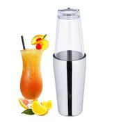 Relaxdays Shaker da Cocktail, Boston Mixer da Barista, 2 Parti, 400 e 600 ml, Acciaio Inox e Vetro, Argento Trasparente, 6 x 8,7 cm