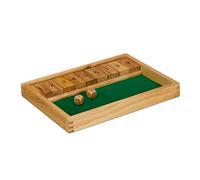 relaxdays Shut The Box, 9 Persone, 2 Dadi, 1 Scatola, min. 2 Giocatori, per Famiglie, in Legno, Legno Naturale/Verde
