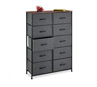 Relaxdays Sideboard Camera da Letto, HLP 120x85,5x30 cm, Comò a 10 Cassetti in Tessuto, Ripiano MDF Acciaio, Multicolore