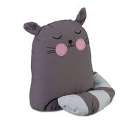 Relaxdays Fermaporta Gatto – Pesante, in stoffa morbida, interno in sabbia 1 kg, 22x20x15,5 cm Grigio