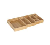 Relaxdays Set di 7 Box in bambù per cassetti, 4 Misure, Naturale, Bagno, Cucina e scrivania, 28 x 19.5 x 5 cm