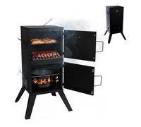 Relaxdays Smoker affumicatore, carne e pesce, 2 ripiani, termometro, nero