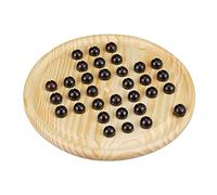 Relaxdays Solitario Cinese, Gioco da Tavolo Rotondo Dama Cinese, 33 Palline, Bambini & Adulti, 1 Giocatore, Marrone Nero