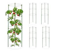 Relaxdays Rankhilfe 5er 60 cm Sostegni Circolari per Pomodori, Set da 5, Supporti Piante Rampicanti, 3 Anelli, Metallo, HxD: 60x20 cm, Verde