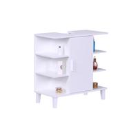 Relaxdays sottolavabo con Anta e 6 Ripiani Aperti, HWD: 65x64x31 cm, MDF, Mobile Bagno Bianco