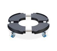 Relaxdays Sottovaso per Piante, Portavaso Allungabile Ø 40-57,5 cm Plastica Max. 200 kg, Esterni e Interni, Grigio Scuro, Acciaio Inox, 10,5 x 51,5 x 51,5 cm