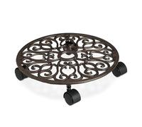 Carrello Sottovaso Piante Portavasi Rotondo Sotto Vaso Fiori 7,5 x 33,5 cm Ghisa