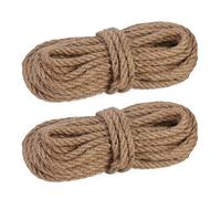 Relaxdays Spago di Iuta 10 mm, 2 Rotoli Juta 15 m ciascuno, Corda Biodegradabile per Artigianato, Imballaggio, Marrone