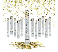 Relaxdays Sparacoriandoli, Set da 12, Coriandoli, Popper, 40 cm, Effetto H: 6-8 m, Matrimoni, Lauree, Party, Oro, Cartone